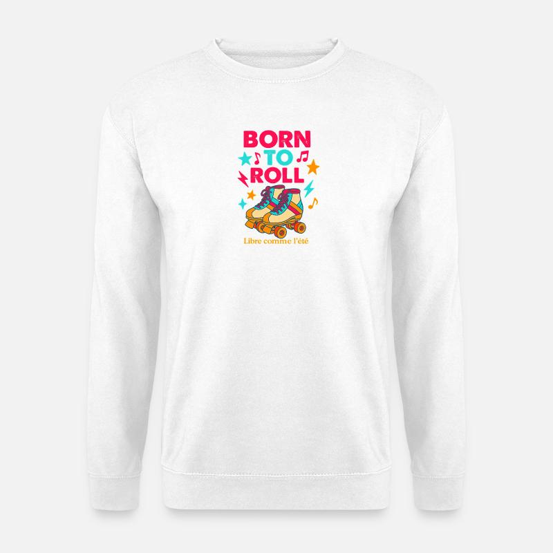 Skateboard und Retro-Musikmuster - Unisex Pullover - Weiß