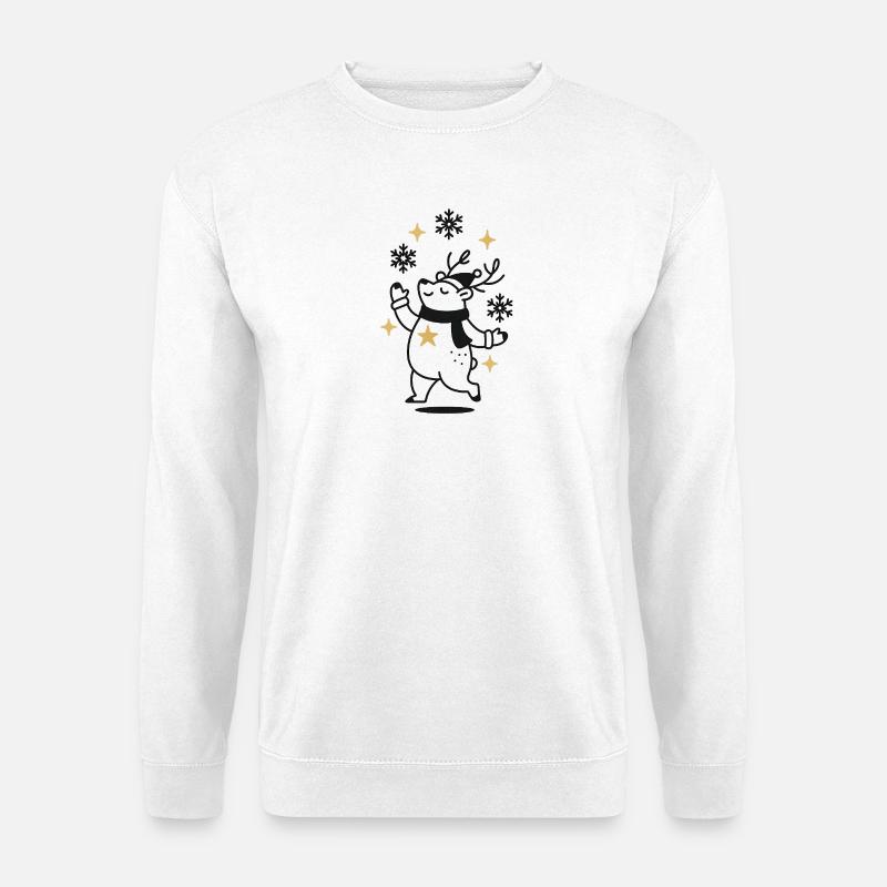 Rentier Tanzt durch Sternenwinter - Unisex Pullover - Weiß