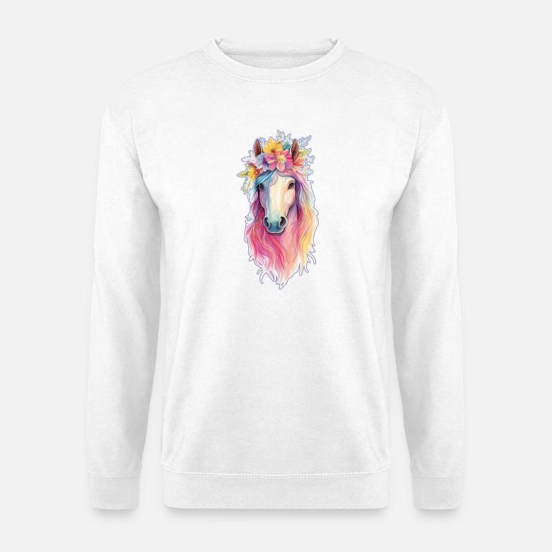 Buntes Pferd - Unisex Pullover - Weiß