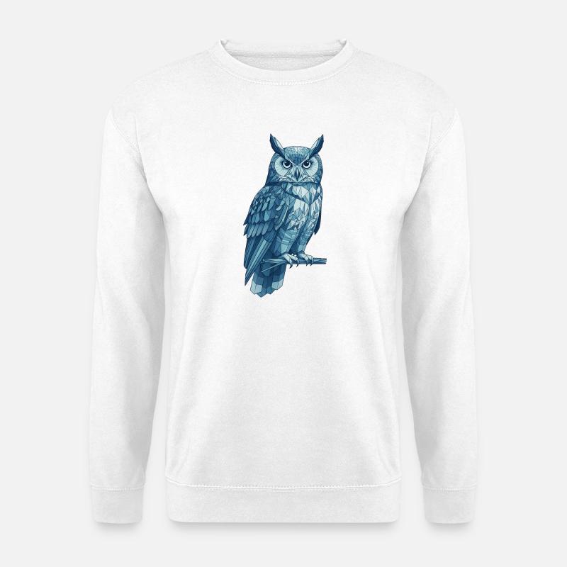 Geometrische Blaue Eule Design - Unisex Pullover - Weiß