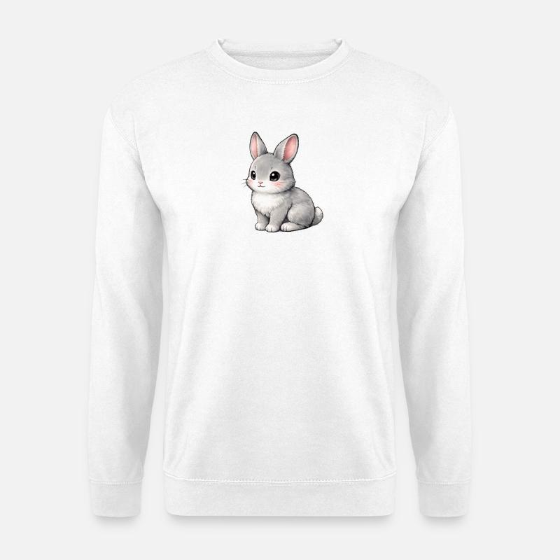 Gray Bunny Illustration - Unisex Pullover - Weiß