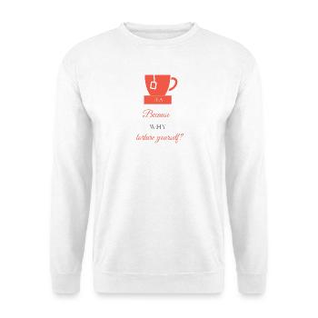 TEA-RIFFIC (leuchtend rot + grau) - Unisex Pullover - Weiß - Vorne - Alina (178cm) & Michal (187cm)
