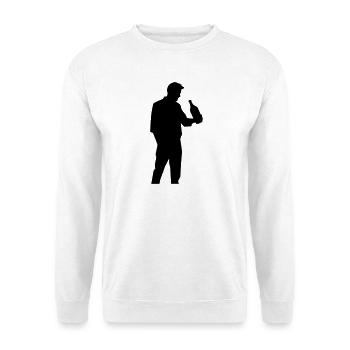 Mann mit Flasche im Profil Silhouette - Unisex Pullover - Weiß - Vorne - Alina (178cm) & Michal (187cm)