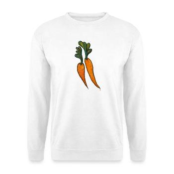 Aquarell Karottenduo-Illustration - Unisex Pullover - Weiß - Vorne - Alina (178cm) & Michal (187cm)