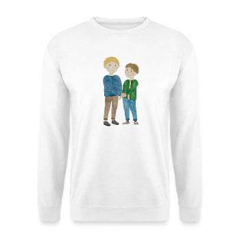 Kinderszene beste Freunde - Unisex Pullover - Weiß - Vorne - Alina (178cm) & Michal (187cm)