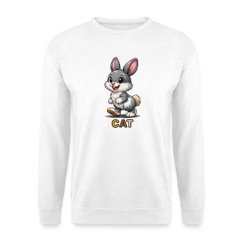Verspielter grauer Hasenlauf - Unisex Pullover - Weiß - Vorne - Alina (178cm) & Michal (187cm)