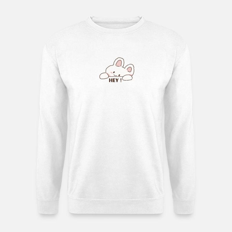 Cuddly Bunny Hey – Cute Cartoon Message - Unisex Sweatshirt - white