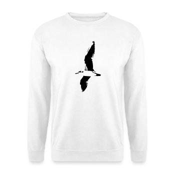 Möwe, Silhouette -T-Shirt - Unisex Pullover - Weiß - Vorne - Alina (178cm) & Michal (187cm)