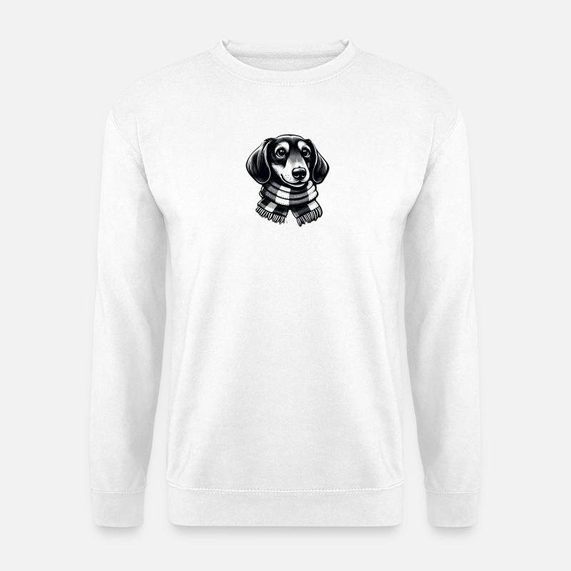 Teckel avec écharpe - Sweat-shirt Unisexe - blanc