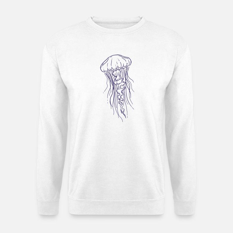 Jellyfish Line Art Illustration  - Unisex Pullover - Weiß
