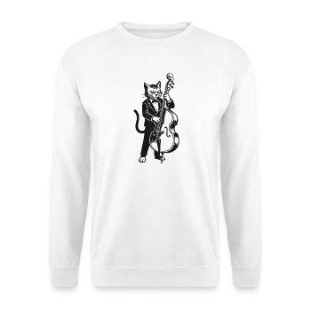 Jazz cat in suit with double bass - Unisex Sweatshirt - white - Front