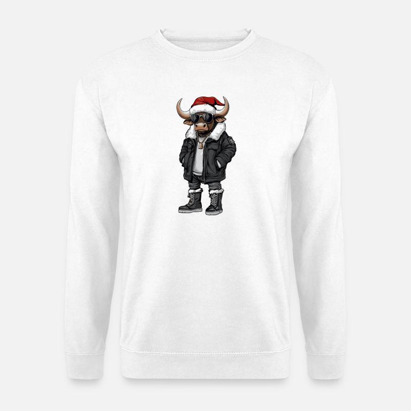 Stier Weihnachten Winter - Unisex Pullover - Weiß