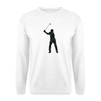 Tartan-Golfer-Schwung-Silhouette - Unisex Pullover - Weiß - Vorne - Alina (178cm) & Michal (187cm)