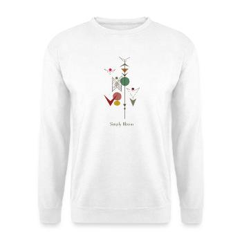 Simply Bloom – Minimalistische Blumen Illustration - Unisex Pullover - Weiß - Vorne - Alina (178cm) & Michal (187cm)