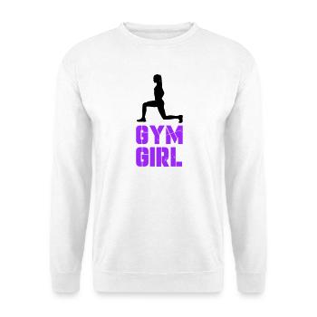 Gym Girl Kraft-Attitüde - Unisex Pullover - Weiß - Vorne - Alina (178cm) & Michal (187cm)