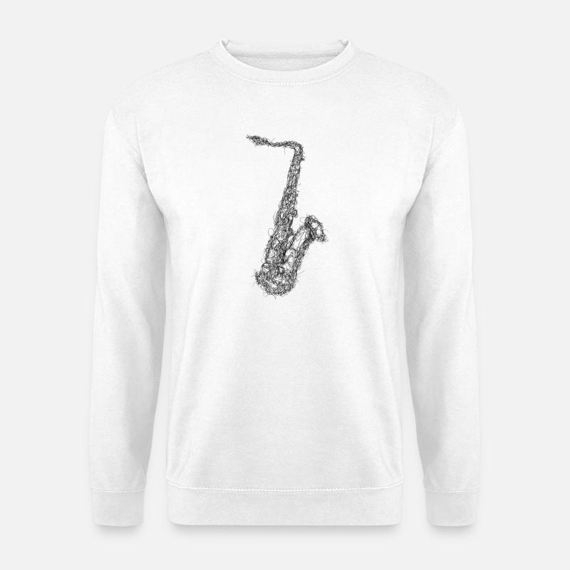 Saxophon Scribble - Unisex Pullover - Weiß