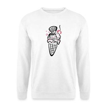 Ice cream with waffle, cherry and stars - Unisex Sweatshirt - white - Front