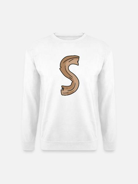 Buchstabe S Holz Holzbuchstabe Name - Unisex Pullover - Weiß