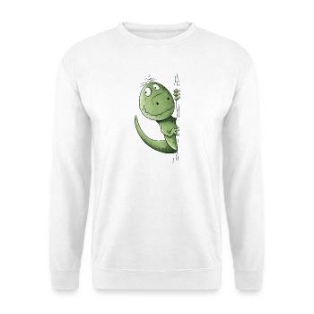 Drolliger T-Rex Dino I Tyrannosaurus Dinosaurier - Unisex Pullover - Weiß - Vorne