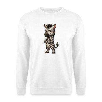 Cooles Zebra gelassen Comic verschränkte Arme  - Unisex Pullover - Weiß - Vorne