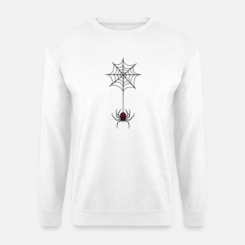 Spooky Halloween Spider in Web - Unisex Sweatshirt - white