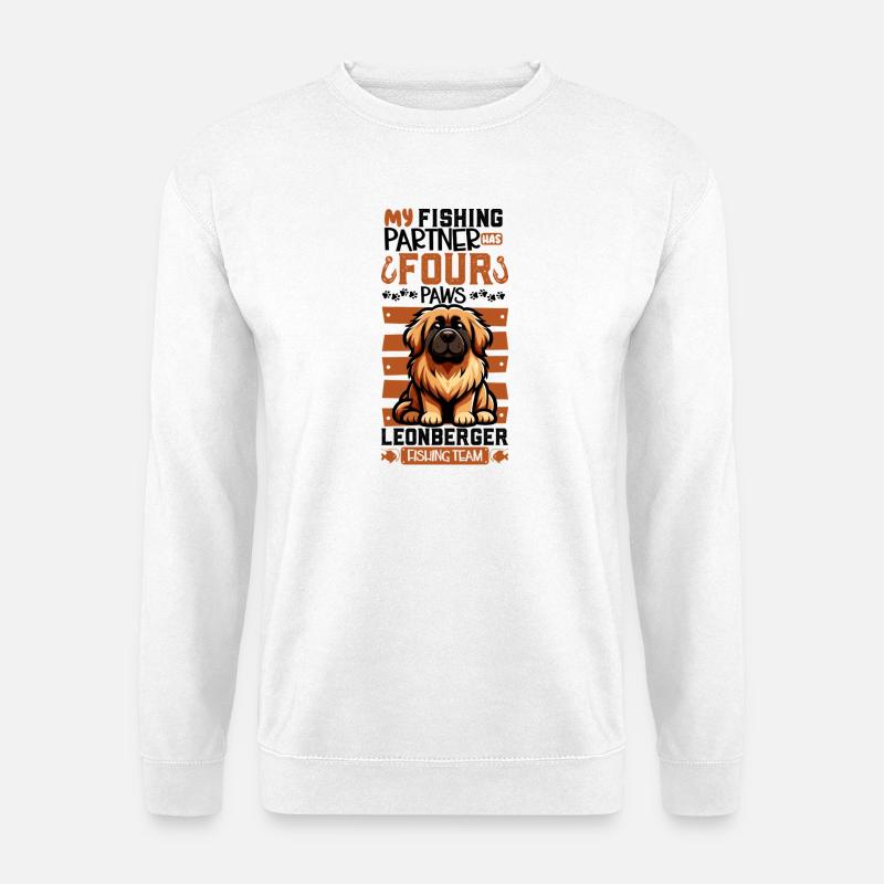 Angeln und Leonberger - Unisex Pullover - Weiß