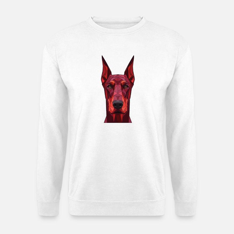 Geometrischer Hundeportrait Rot - Unisex Pullover - Weiß