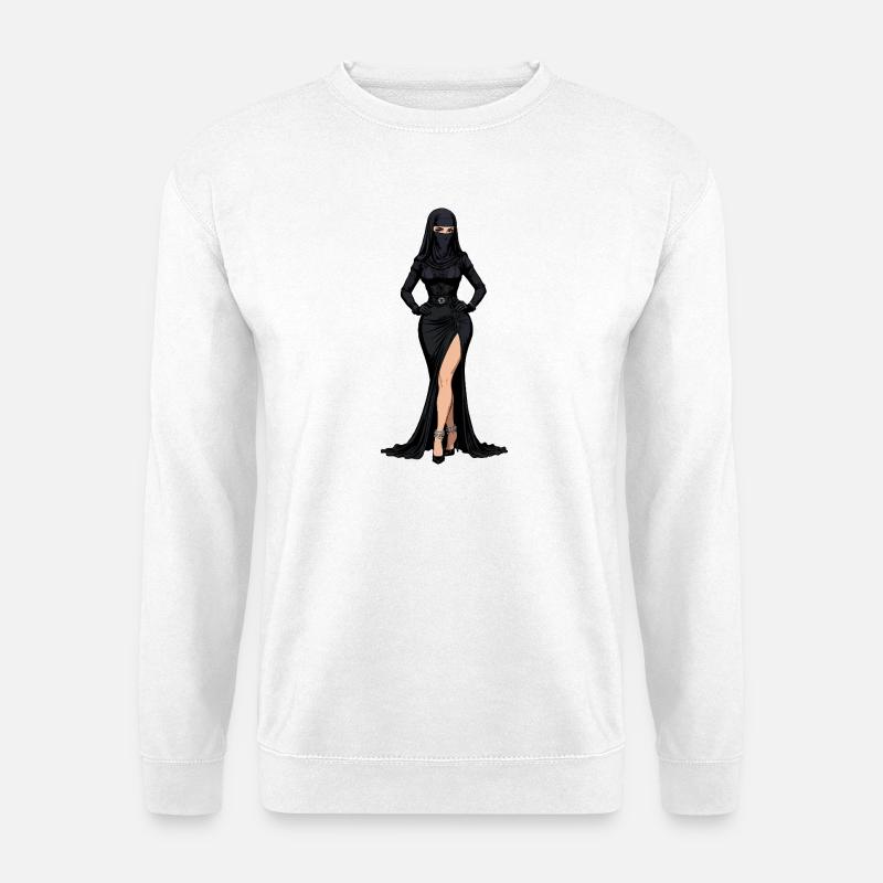 Schwarze Ninja-Eleganz - Unisex Pullover - Weiß