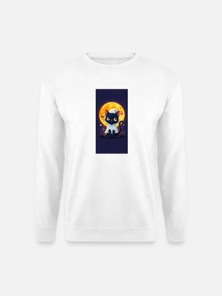 Mondschein-Katze im Geisterumhang - Unisex Pullover - Weiß