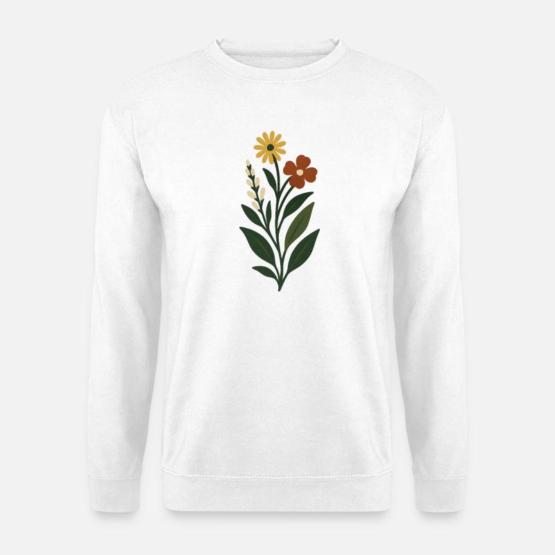 Frühlingsblumen Minimalkunst - Unisex Pullover - Weiß