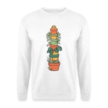 Niedliche Zimmerpflanzen Im Blumentopf - Unisex Pullover - Weiß - Vorne - Alina (178cm) & Michal (187cm)