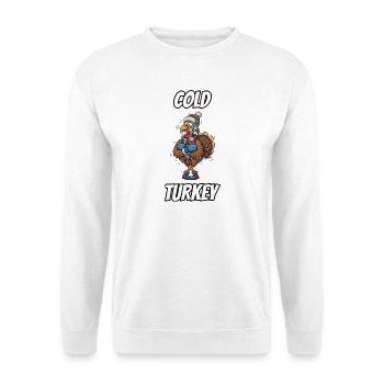 Cold Turkey – Witzige, wörtliche Idiom-Zeichentrickserie - Unisex Pullover - Weiß - Vorne - Alina (178cm) & Michal (187cm)