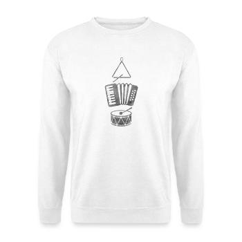 Forro Instrumente – Triangel, Sanfona & Zabumba - Unisex Pullover - Weiß - Vorne - Alina (178cm) & Michal (187cm)