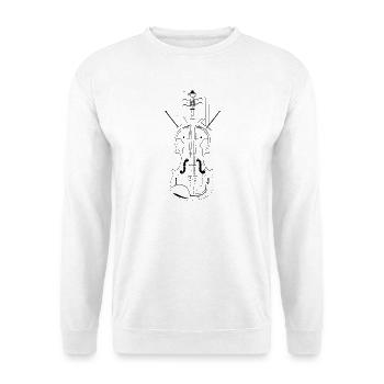 Geige Zeichnung - Unisex Pullover - Weiß - Vorne - Alina (178cm) & Michal (187cm)