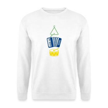 Forro Instrumente – Triangel, Sanfona & Zabumba - Unisex Pullover - Weiß - Vorne - Alina (178cm) & Michal (187cm)