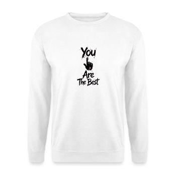 Du bist die beste Neon-Hand - Unisex Pullover - Weiß - Vorne - Alina (178cm) & Michal (187cm)