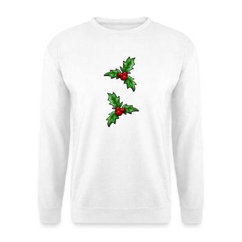 Weihnachts-Stechpalmen-Cartoon: Festliches Weihnachtsdeko-Geschenk! - Unisex Pullover - Weiß - Vorne - Alina (178cm) & Michal (187cm)