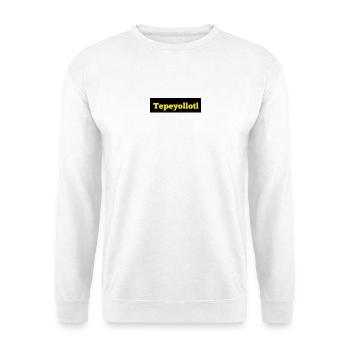 Tepeyollotl Gelb auf Schwarz - Unisex Pullover - Weiß - Vorne - Alina (178cm) & Michal (187cm)