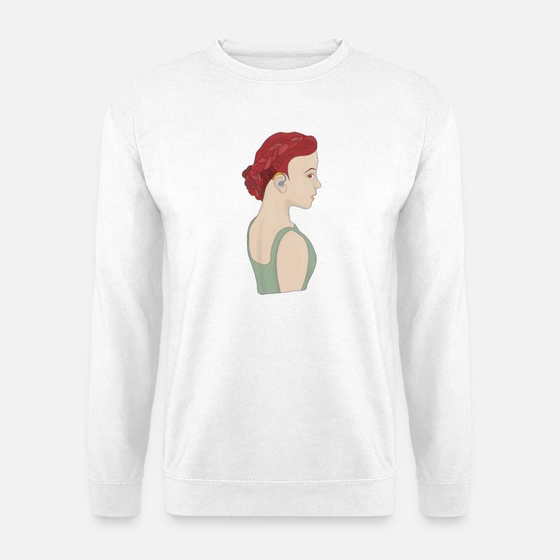 Fille utilisant une aide auditive - Sweat-shirt Unisexe - blanc