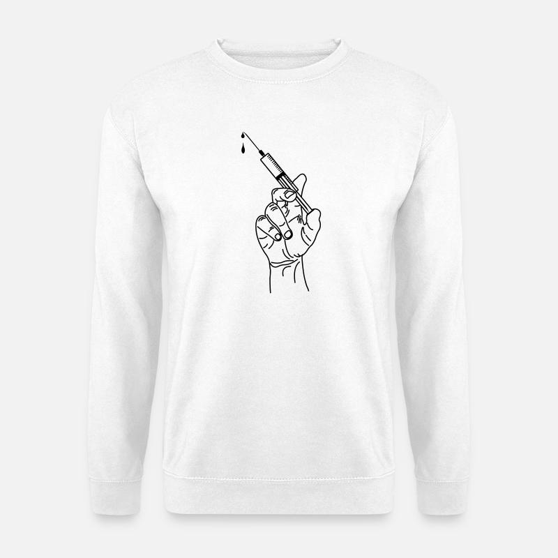 Hand holding vaccination syringe - Unisex Sweatshirt - white