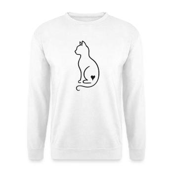 Minimalist Cat Line Art – Black Design - Unisex Sweatshirt - white - Front