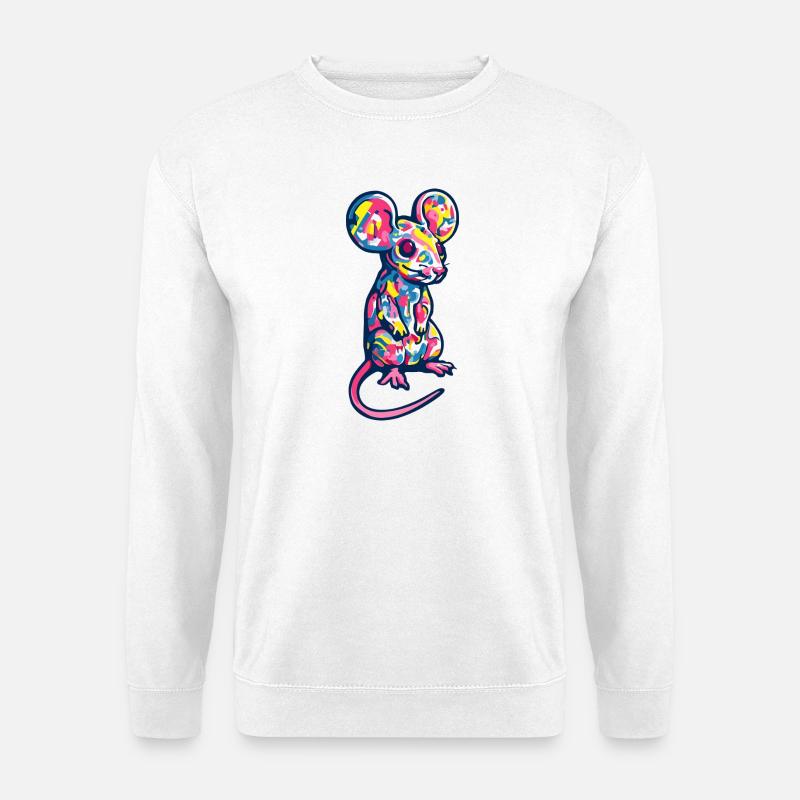 Maus Kunst Bunt Ratte - Unisex Pullover - Weiß