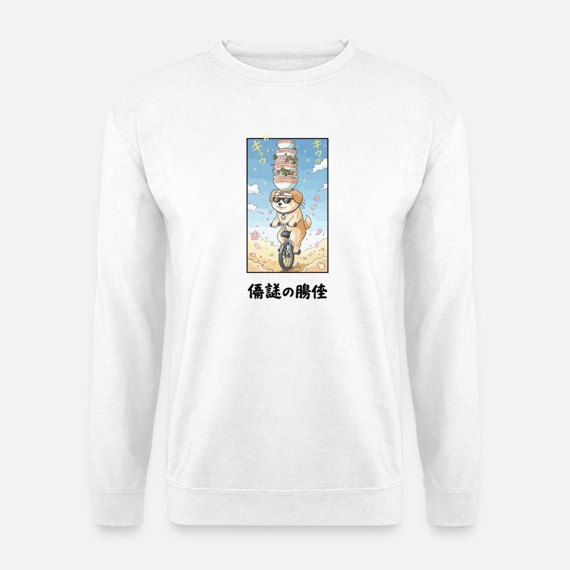 Noodle Stack Pup sur monocycle - Sweat-shirt Unisexe - blanc