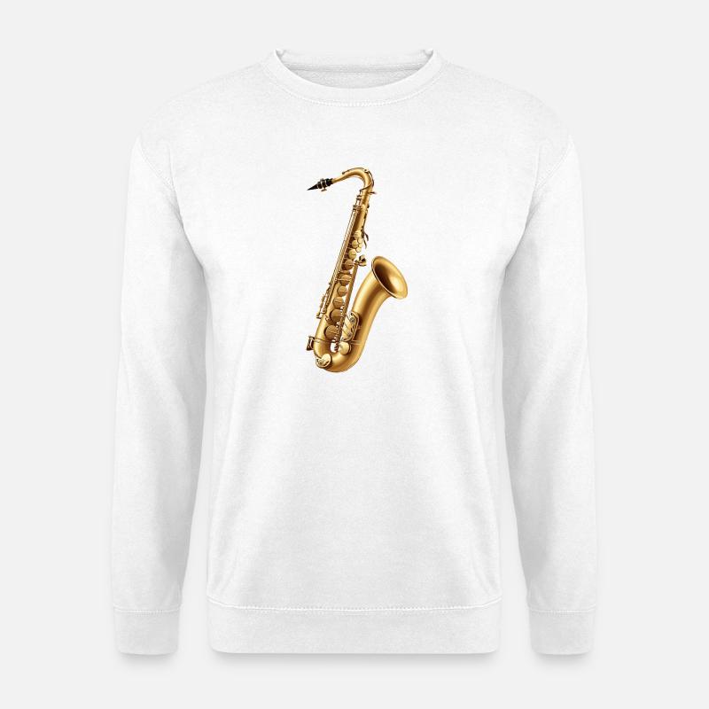 Goldenes Saxophon – Jazzglanz - Unisex Pullover - Weiß