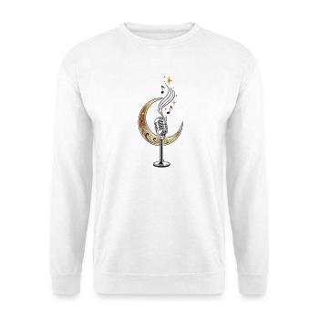 Vintage Crescent Moon Microphone – Music - Unisex Sweatshirt - white - Front