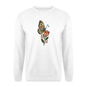 Schmetterlinge Schöner Schmetterling - Unisex Pullover - Weiß - Vorne - Alina (178cm) & Michal (187cm)