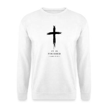 Es ist vollendet Kreuz - Unisex Pullover - Weiß - Vorne - Alina (178cm) & Michal (187cm)
