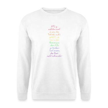 AFD WÄHLEN IST WIE AUS DEM KLO TRINKEN, FCK NZS  - Unisex Pullover - Weiß - Vorne - Alina (178cm) & Michal (187cm)