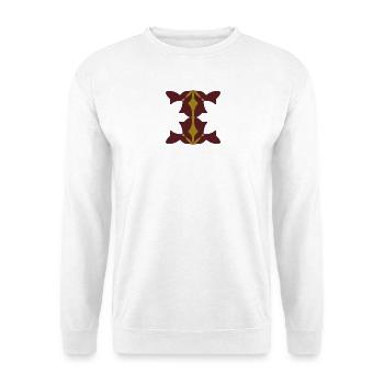 Geometrisches Goldmaroon Mandala - Unisex Pullover - Weiß - Vorne - Alina (178cm) & Michal (187cm)