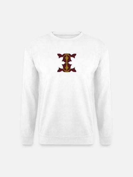 Geometrisches Goldmaroon Mandala - Unisex Pullover - Weiß